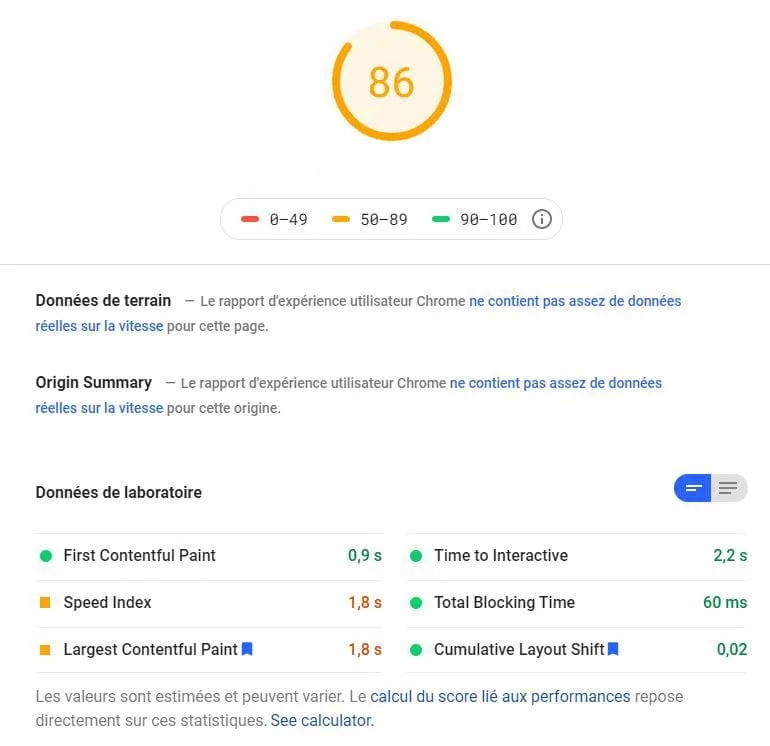 Score Core Web Vitals