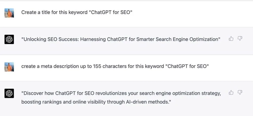 Meta title and description with ChatGPT