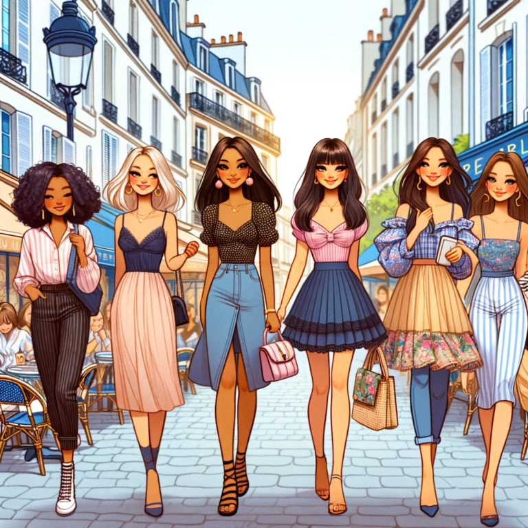 illustration of "babes" walking down the street of Paris