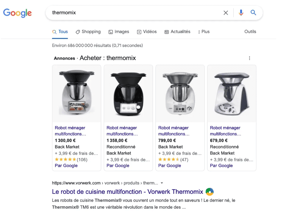 un screenshot de shopping ads