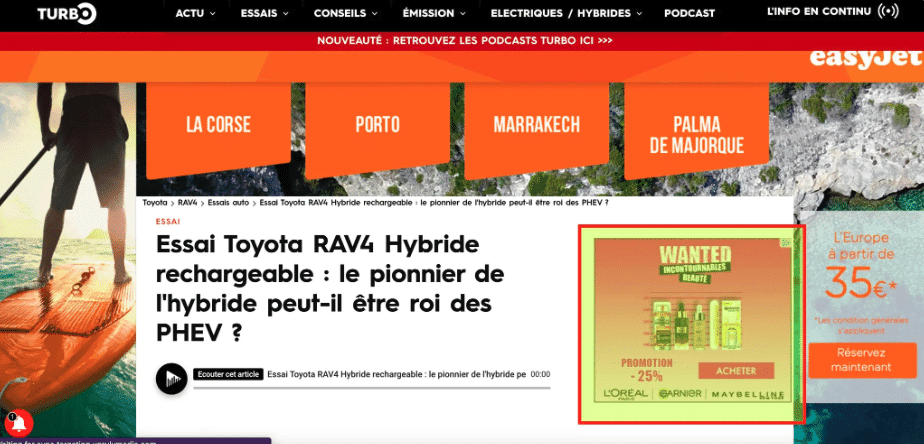 un screenshot de display ads