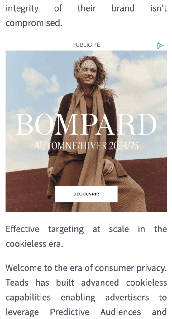 Exemple pub Bompard 2 - Bompard x Teads : Augmenter sa notoriété en gardant le contrôle