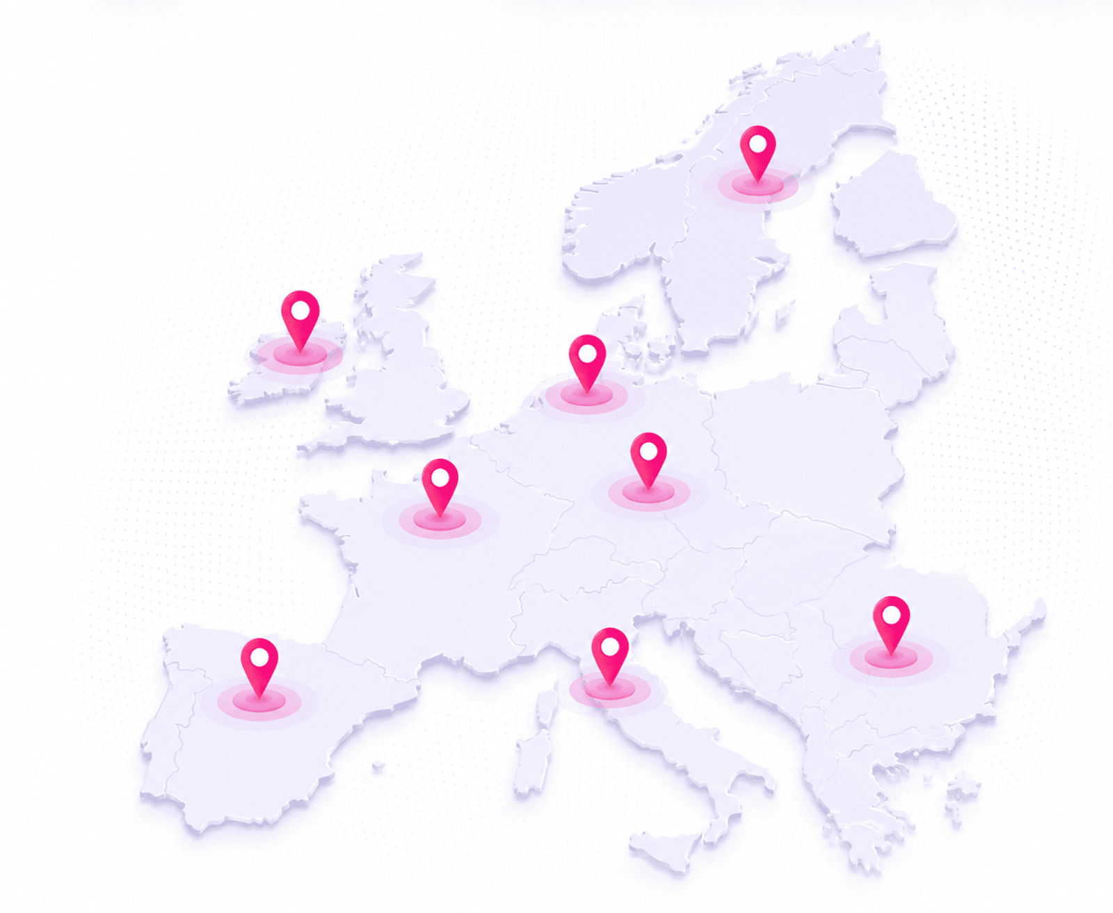 Map of Europe showing Donutz Digital coverage across France, Benelux, DACH, Nordics, Iberia, Italy, UK and Ireland and CEE